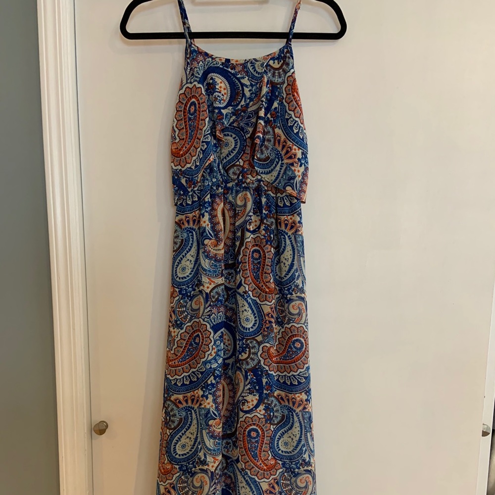 Paisley ruffle maxi dress